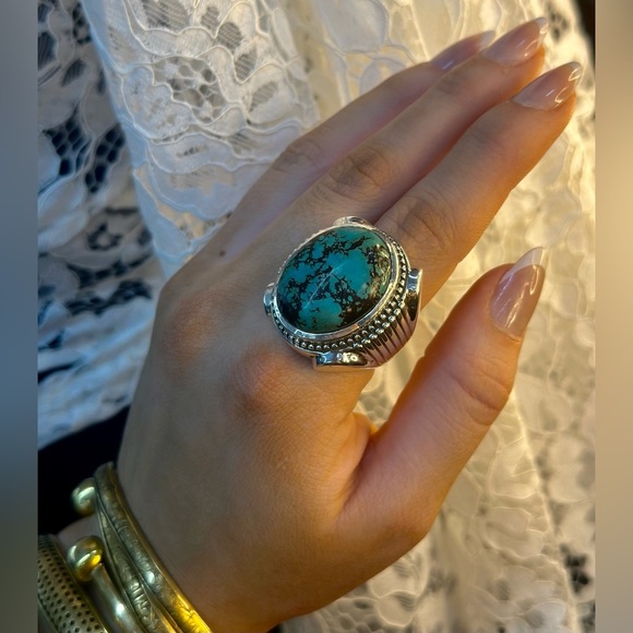 Turquoise and Sterling Silver Ring - Picture 1 of 6